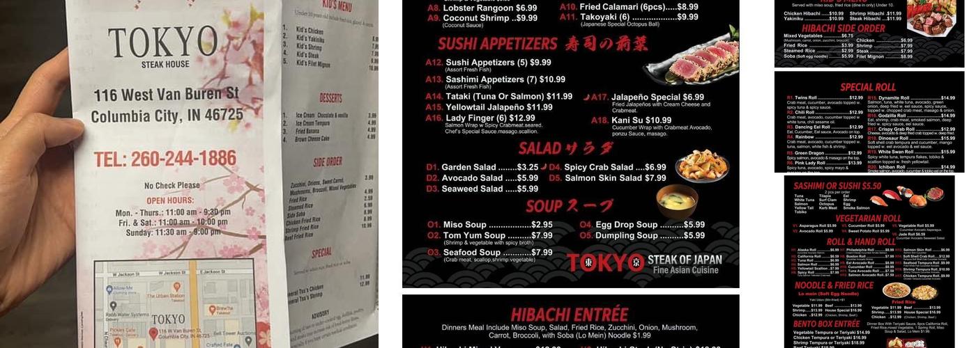 Tokyo Restaurant Menu