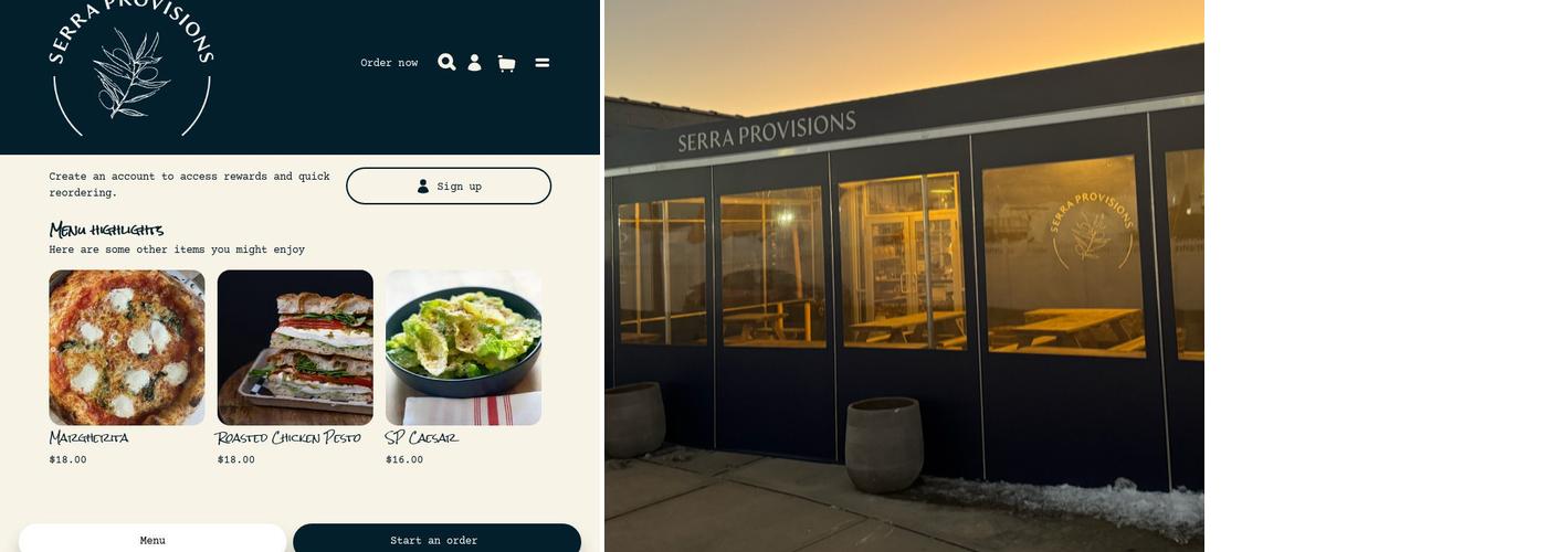 Serra Provisions Menu