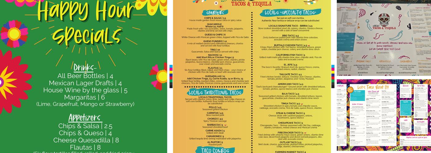Local's Tacos and Tequila - West Springfield Menu