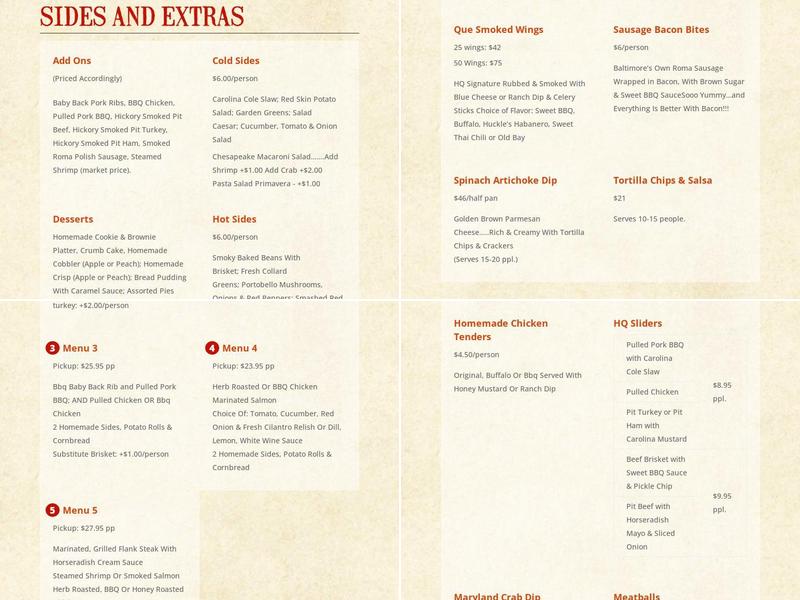HarborQue -BBQ and Catering Company Menu