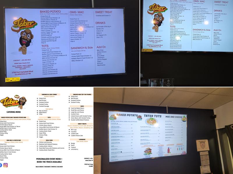 Tater Headz, LLC Menu