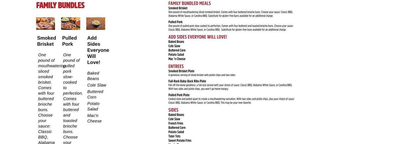 Libby's BBQ Menu