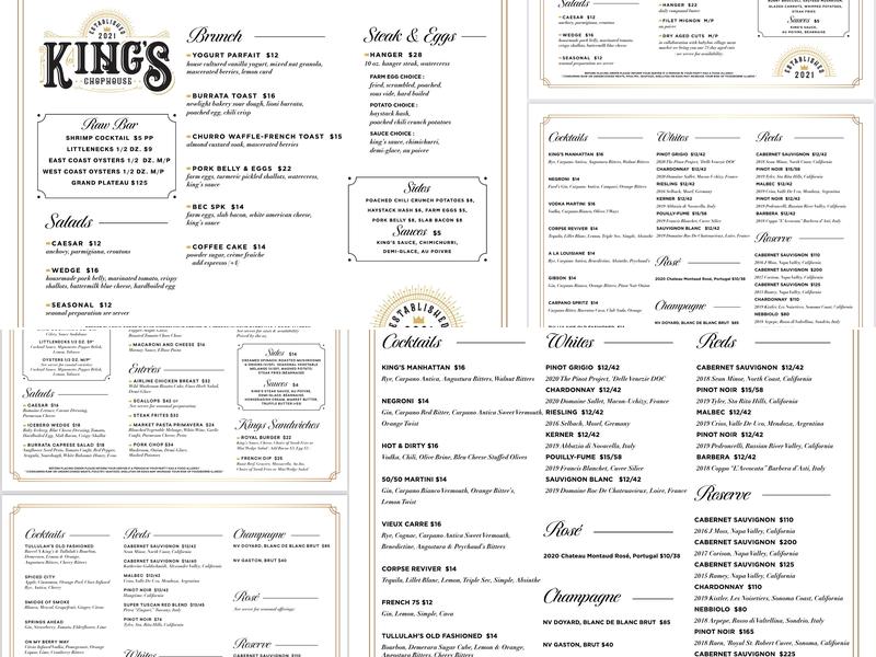 King's Chophouse Menu