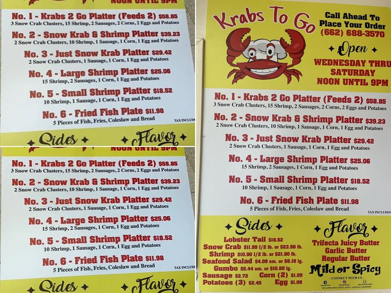 Krabs To Go Menu