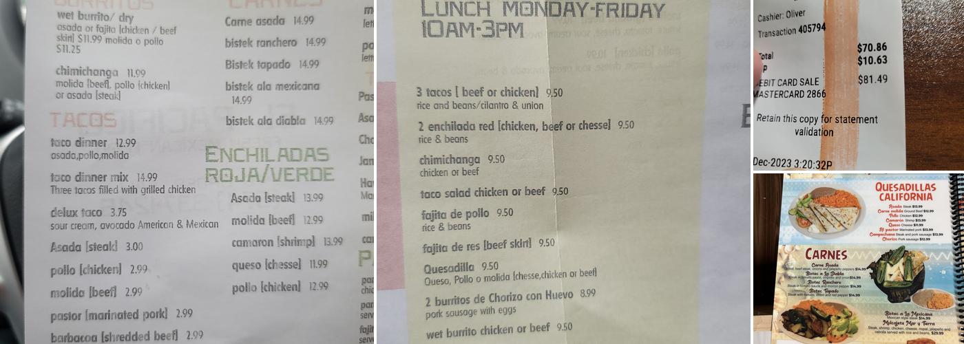 El Pacifico Menu