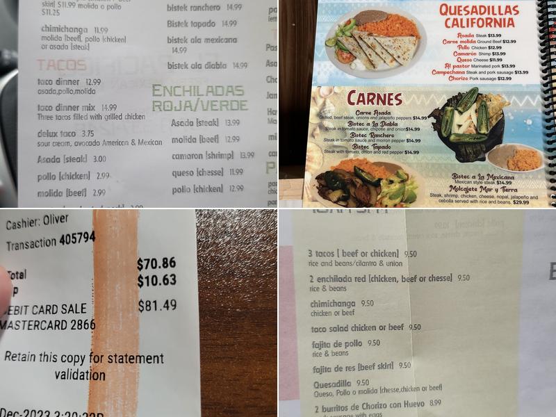 El Pacifico Menu
