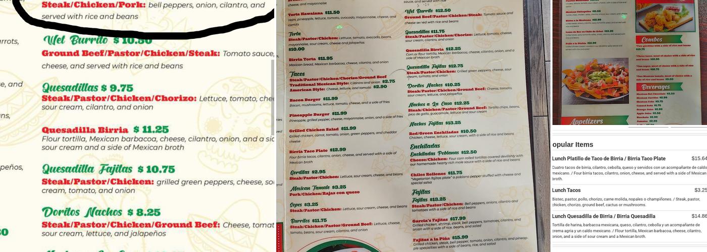 Garcia's Mexican Kitchen Menu