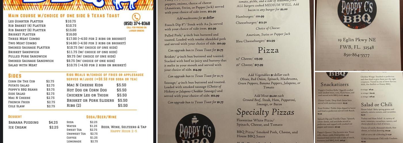 Poppy C's BBQ Menu