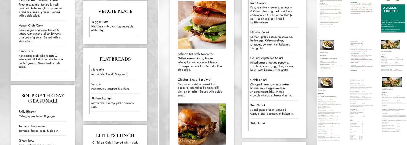 Welcome Home Cafe Menu