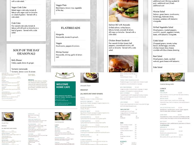 Welcome Home Cafe Menu