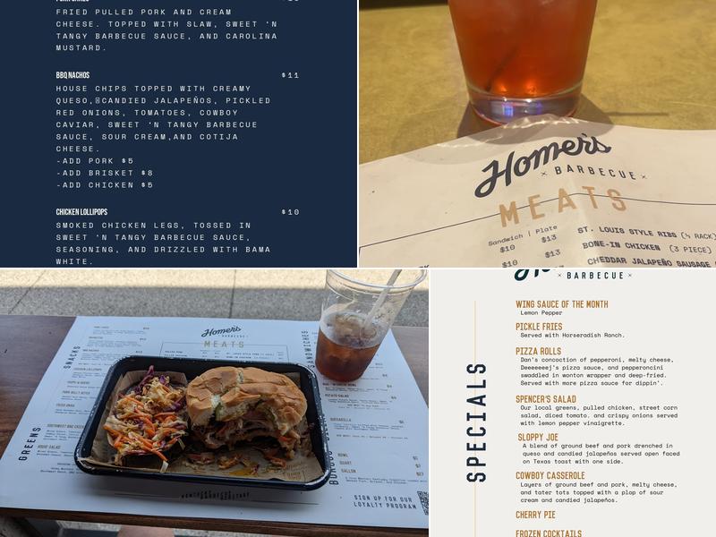 Homer's Barbecue Menu
