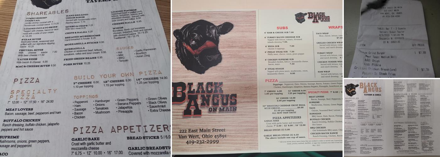 Black Angus Tavern & Grille Menu