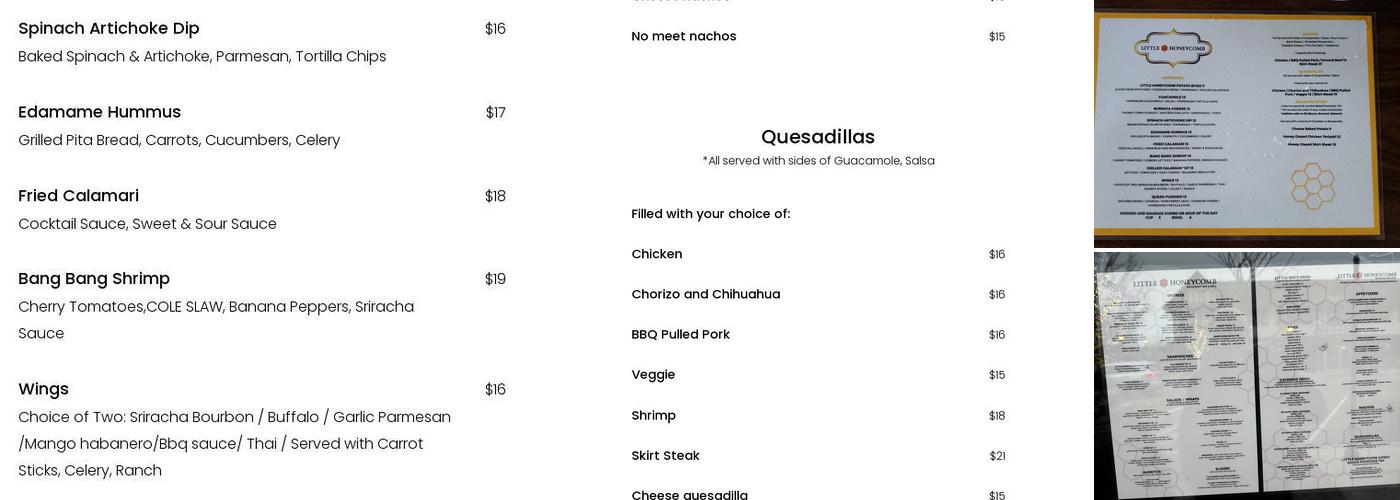 Little Honeycomb Menu