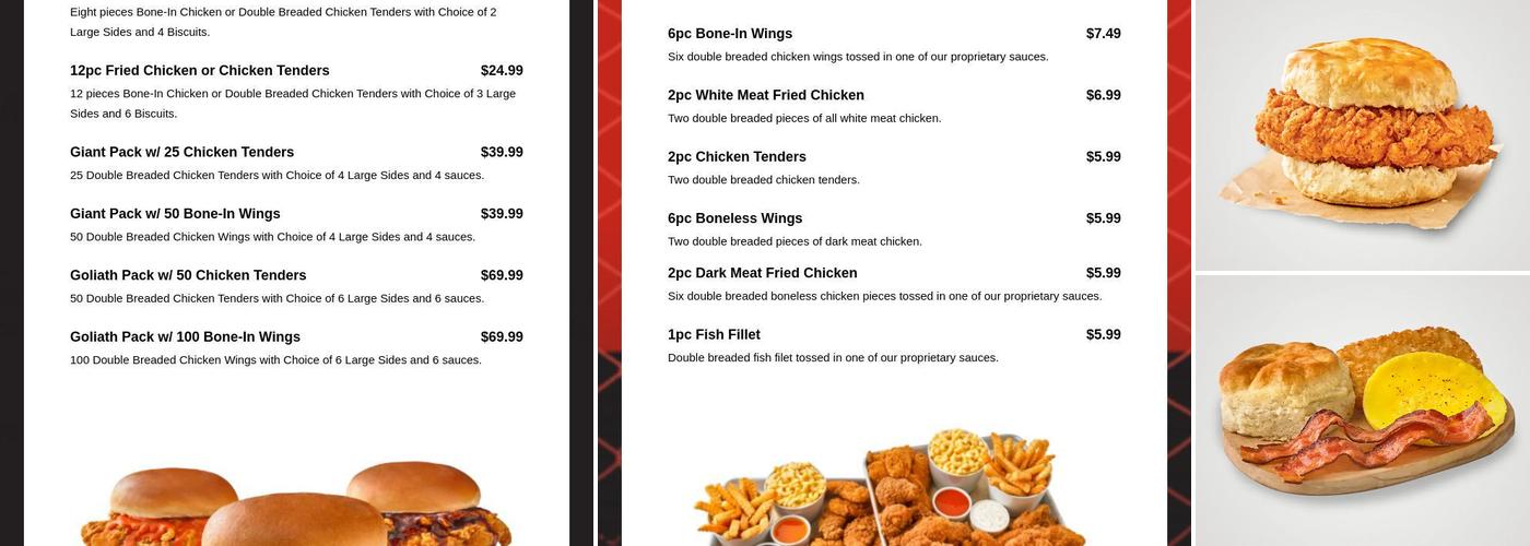 Raise the Roost chicken and biscuits Menu