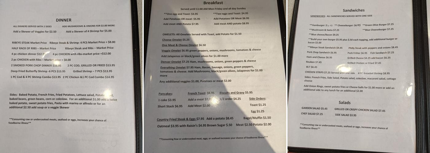 Grace’s Place Menu
