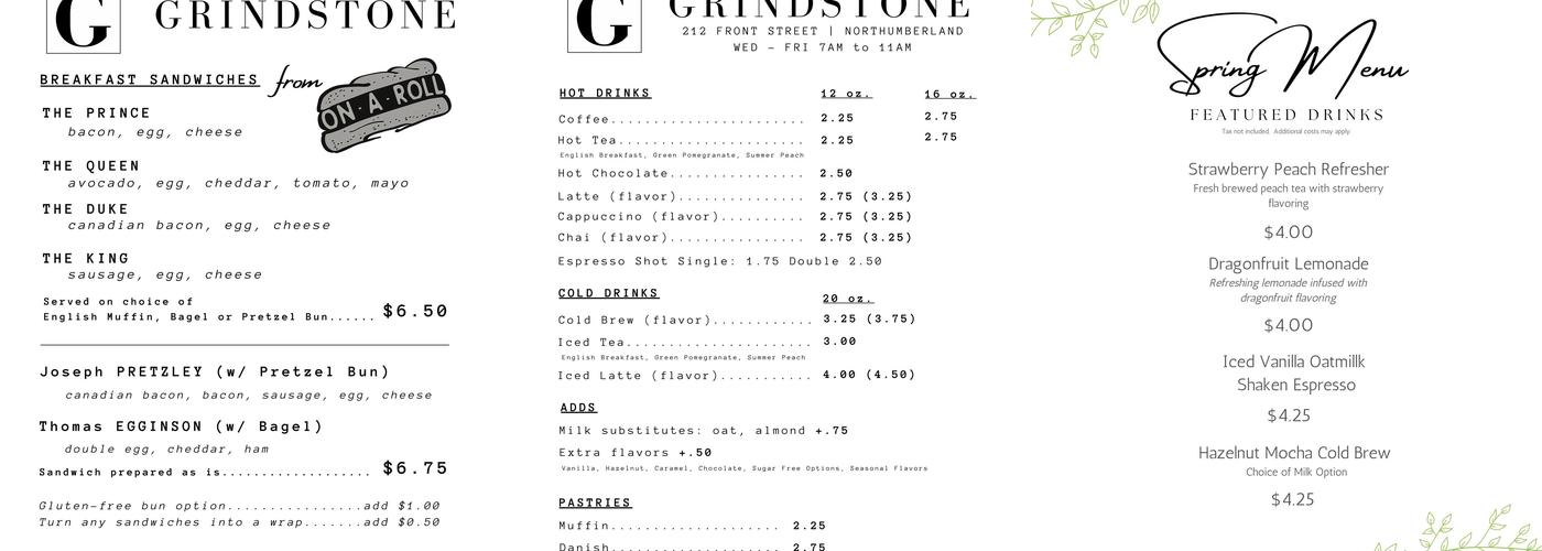 The Grindstone Menu