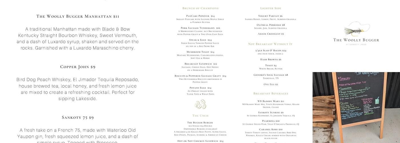 The Woolly Bugger at Sankoty Lakes Menu