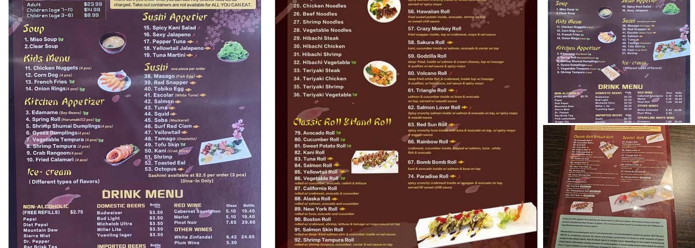 Sushi Bomb(All You can Eat) Menu