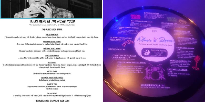 The Music Room Cape Cod Menu