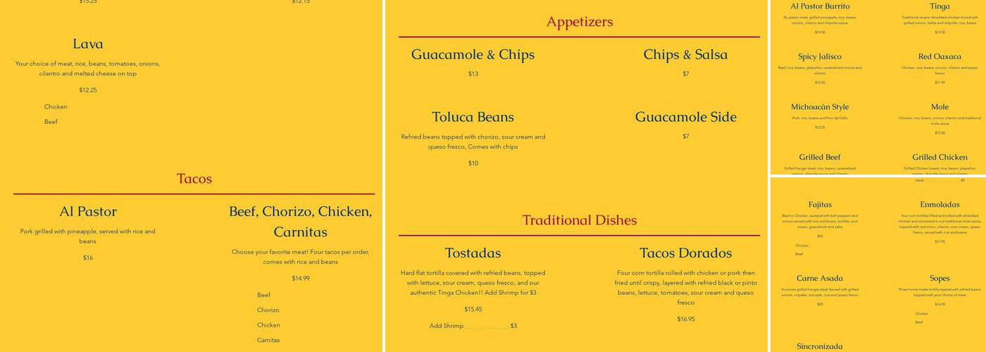 Avocado Cafe Lee Menu