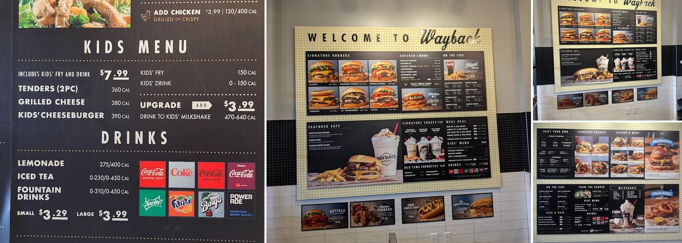 Wayback Burgers Menu