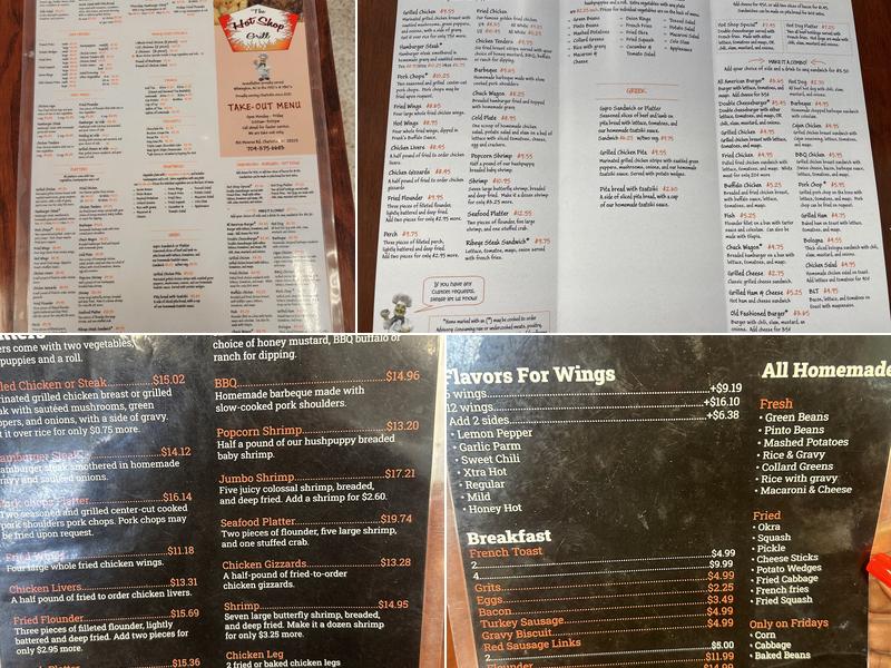 The Hot Shop Grill Menu