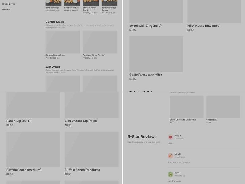 It's Just Wings Menu