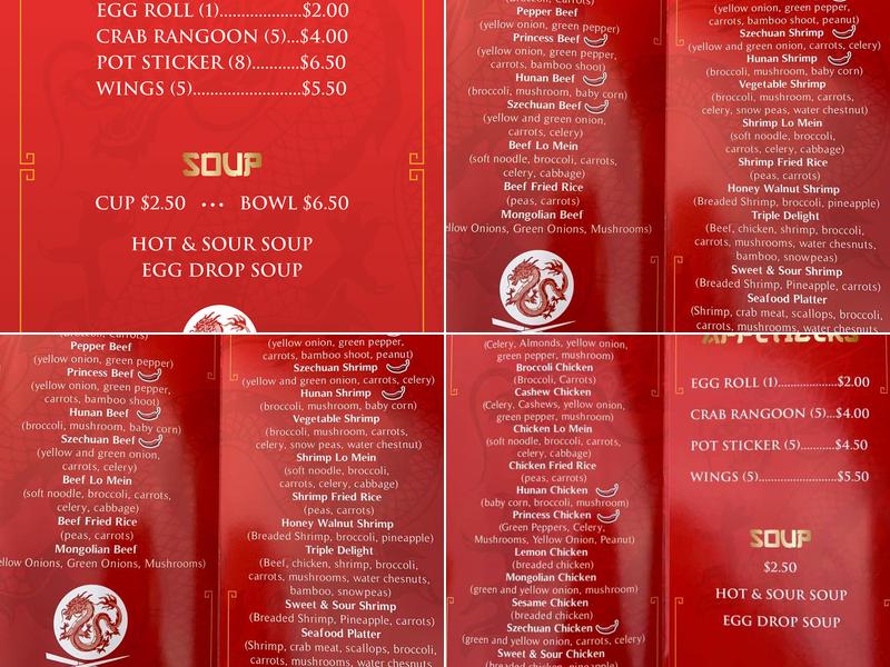 House of the Dragon Menu