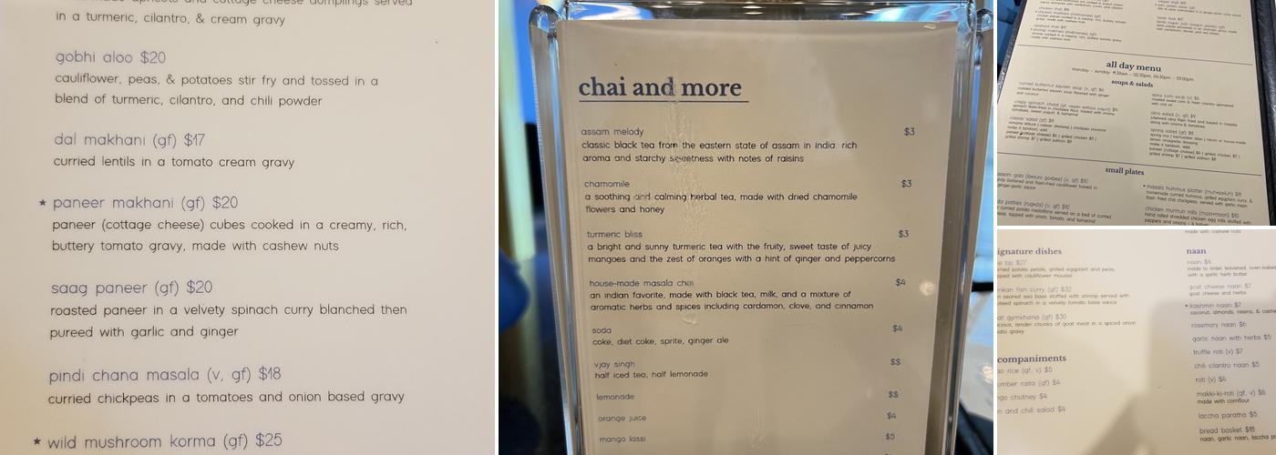 Naan Indian Bistro Menu