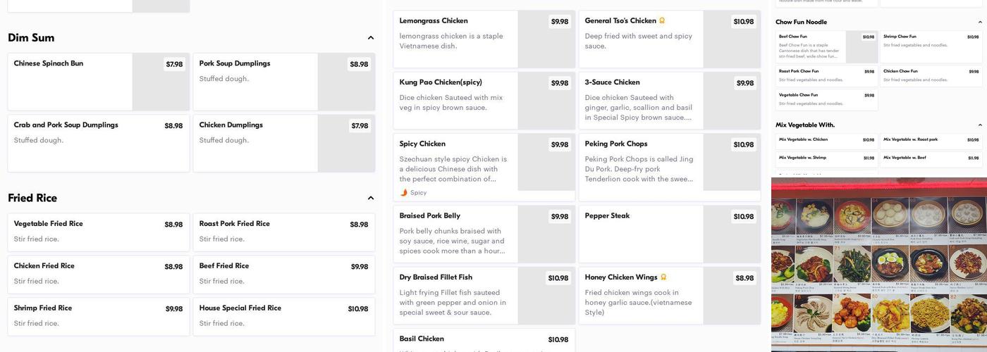 Feli Chinese Restaurant Menu