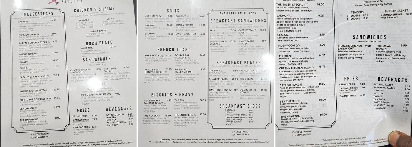 Food chasers Menu