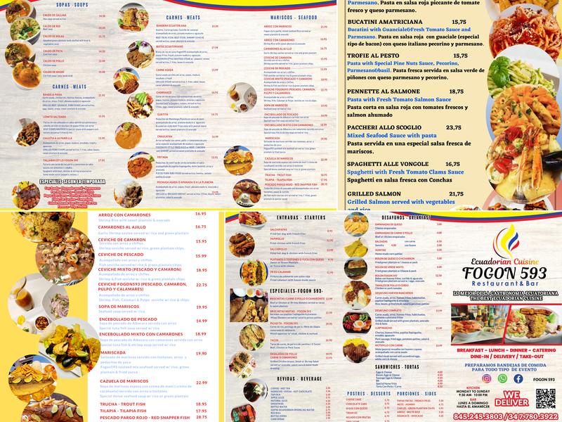 Fogon 593 Restaurant & Bar Menu