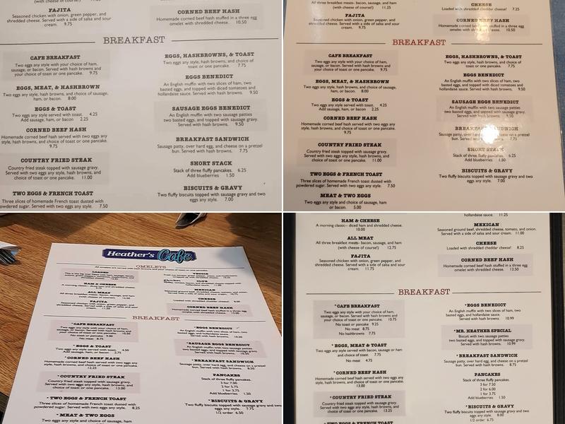 Heather's Cafe Menu