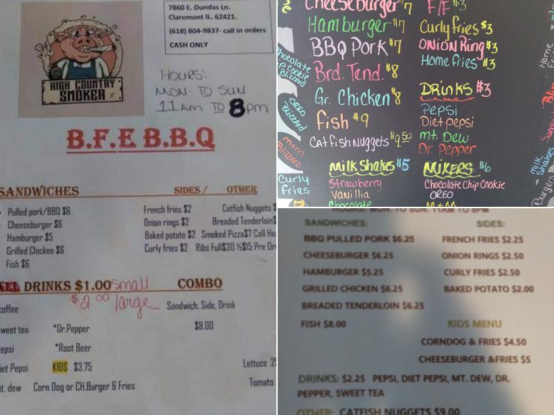 B.F.E BBQ Menu