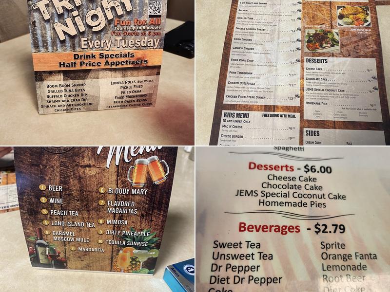 Jems steakhouse Menu