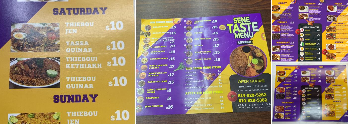 Senetaste restaurant Menu