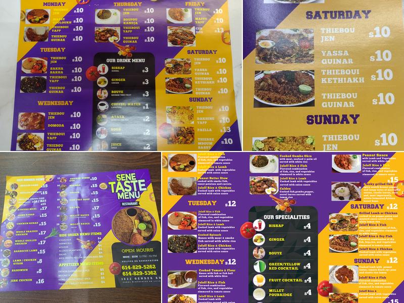 Senetaste restaurant Menu