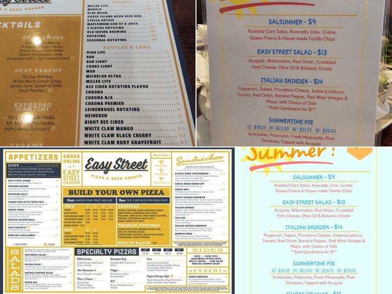 Easy Street Pizza Menu