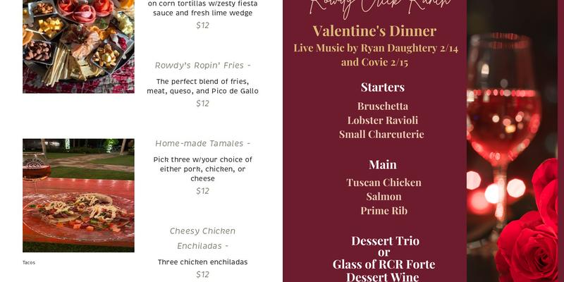 Rowdy Creek Ranch Winery Menu
