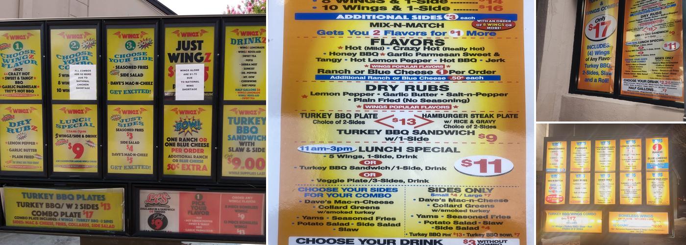 Wings & Turkey B-B-Q Menu