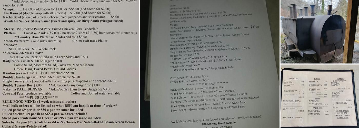 Roller’s Smokehouse Menu