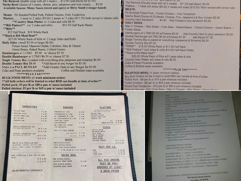 Roller’s Smokehouse Menu