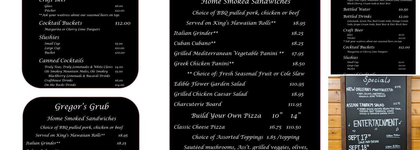 Gregor's Restaurant Menu