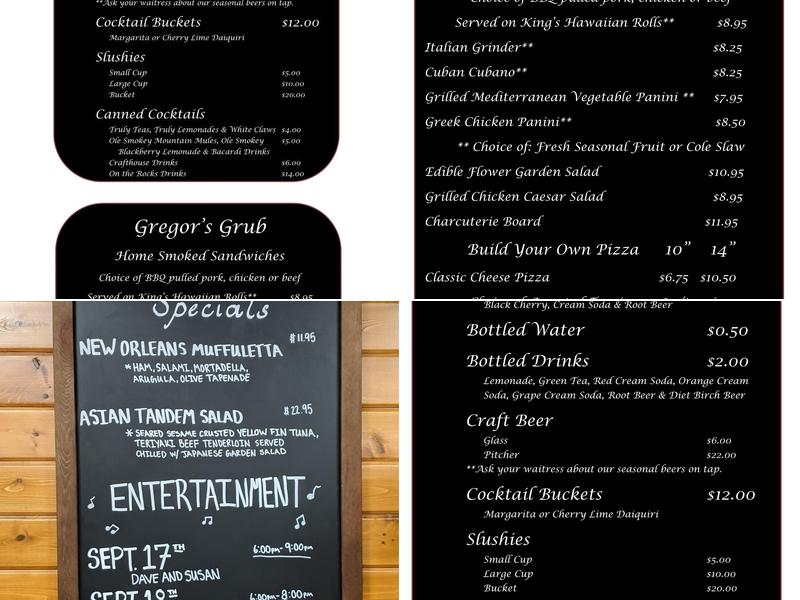 Gregor's Restaurant Menu
