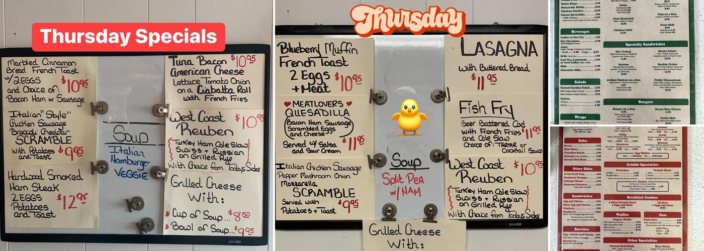 Early Birds Diner Menu