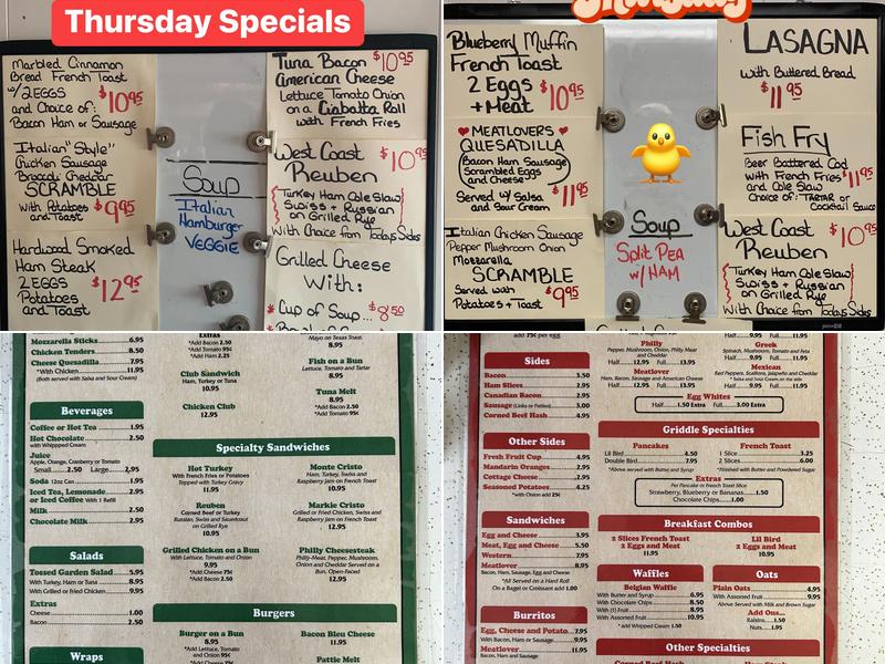 Early Birds Diner Menu