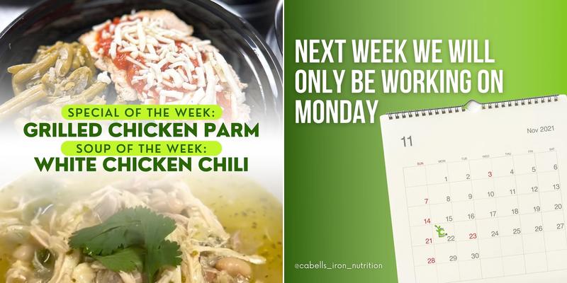 Cabell’s Iron Nutrition Menu