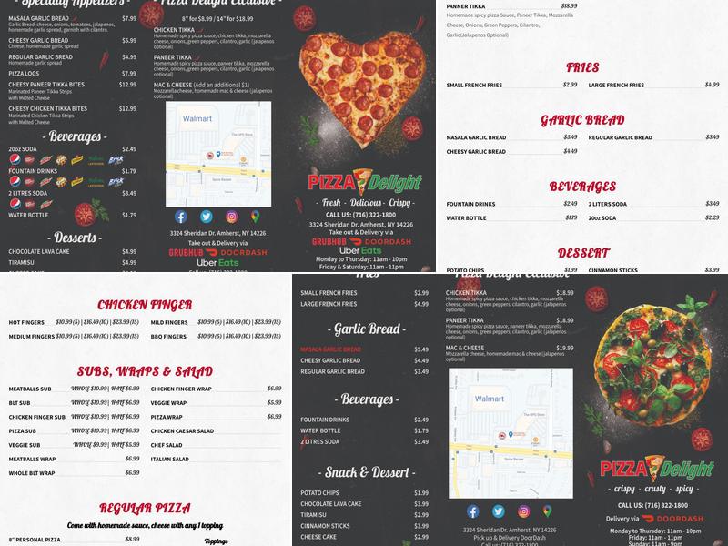 Pizza Delight Menu