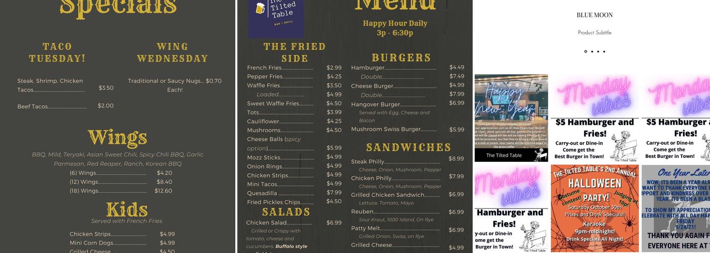 The Tilted Table Menu