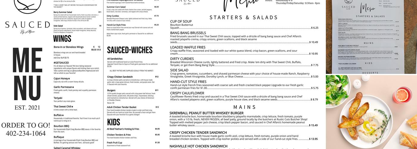 Sauced by Alfaro Menu